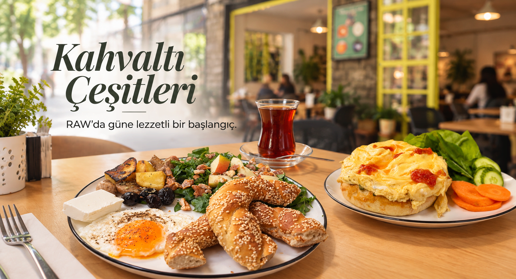 RAW Cafe menüsü kahvaltı çeşitleri